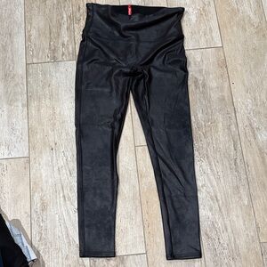 Spanx Black Faux Leather Leggings Size L